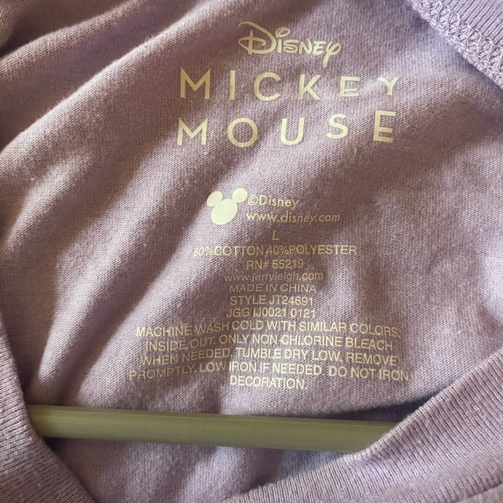 Disney Cropped Long Sleeve Purple Pastel Mickey Mouse Tee - Picture 6 of 8